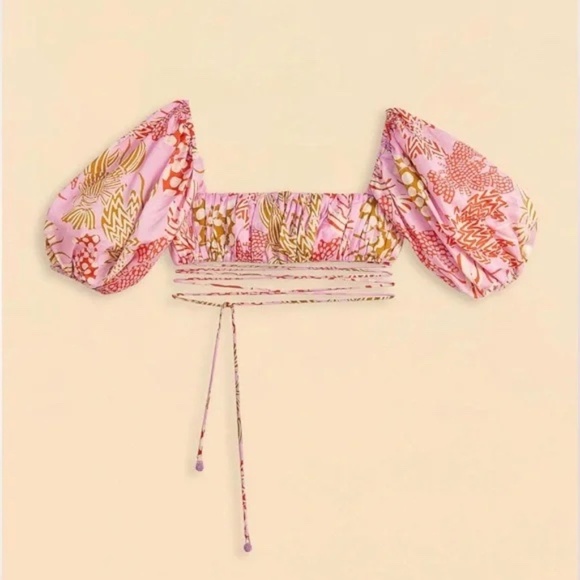 Farm Rio Pink Mixed Lobster Crop Top - Picture 3 of 12